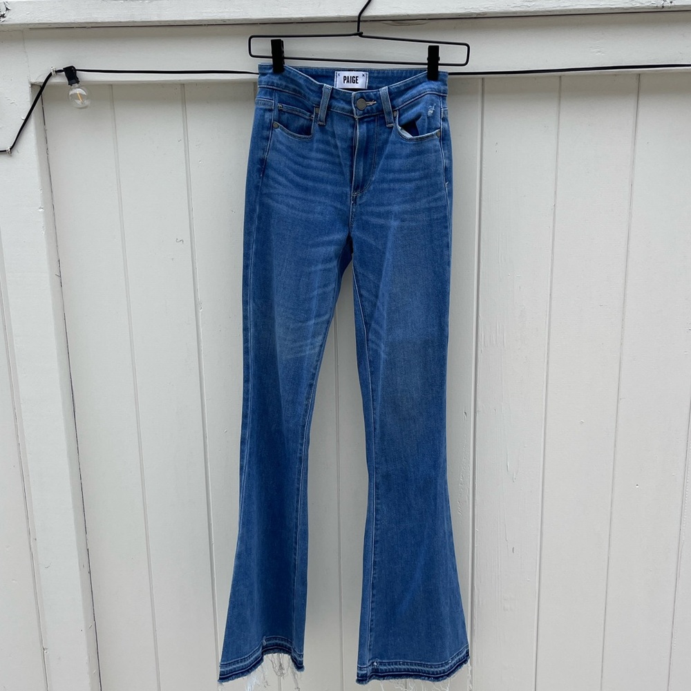 PAIGE Blue Flare Wide Leg Jeans